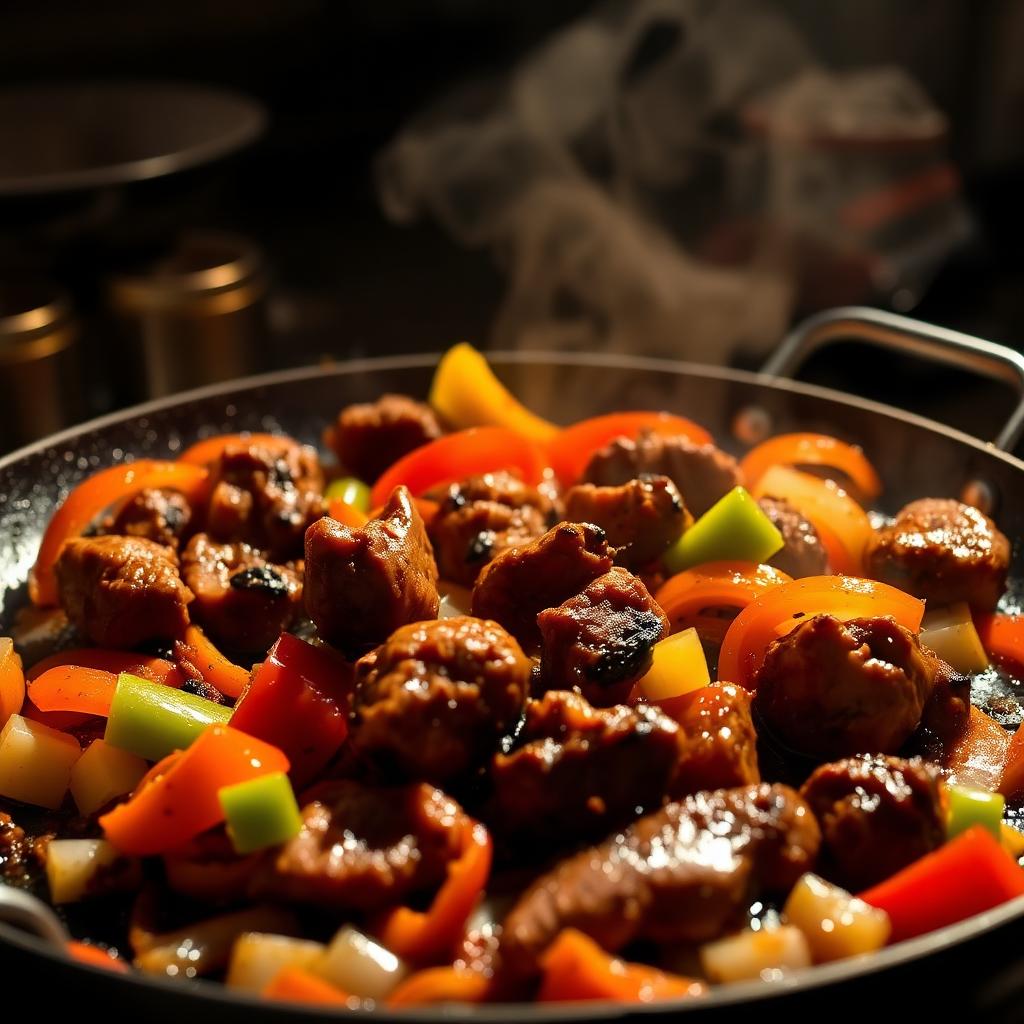 Sizzling steak fajitas