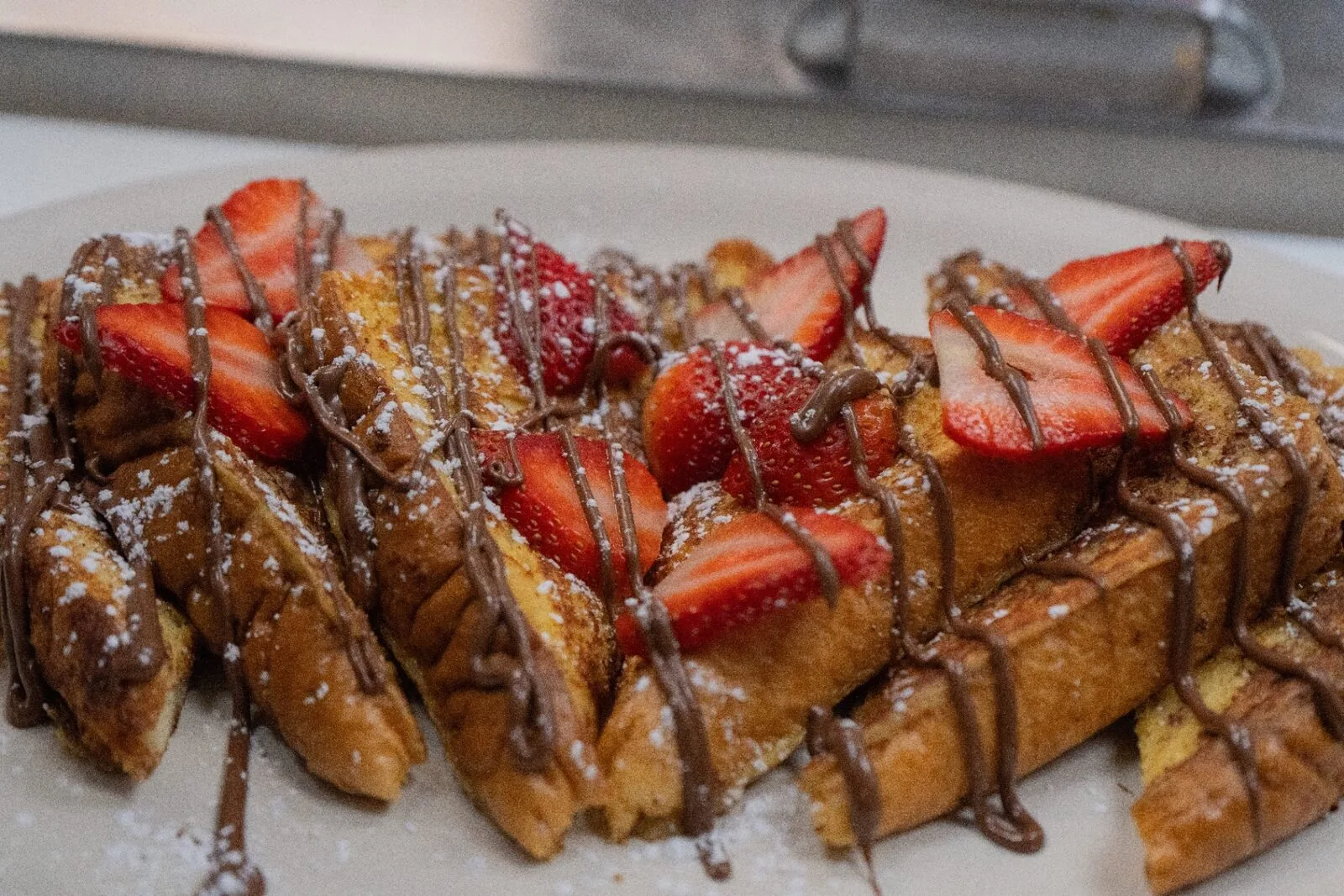 Mexican breakfast with French toast and eggs